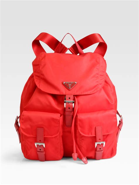 prada red leather backpack|Prada nylon backpack small.